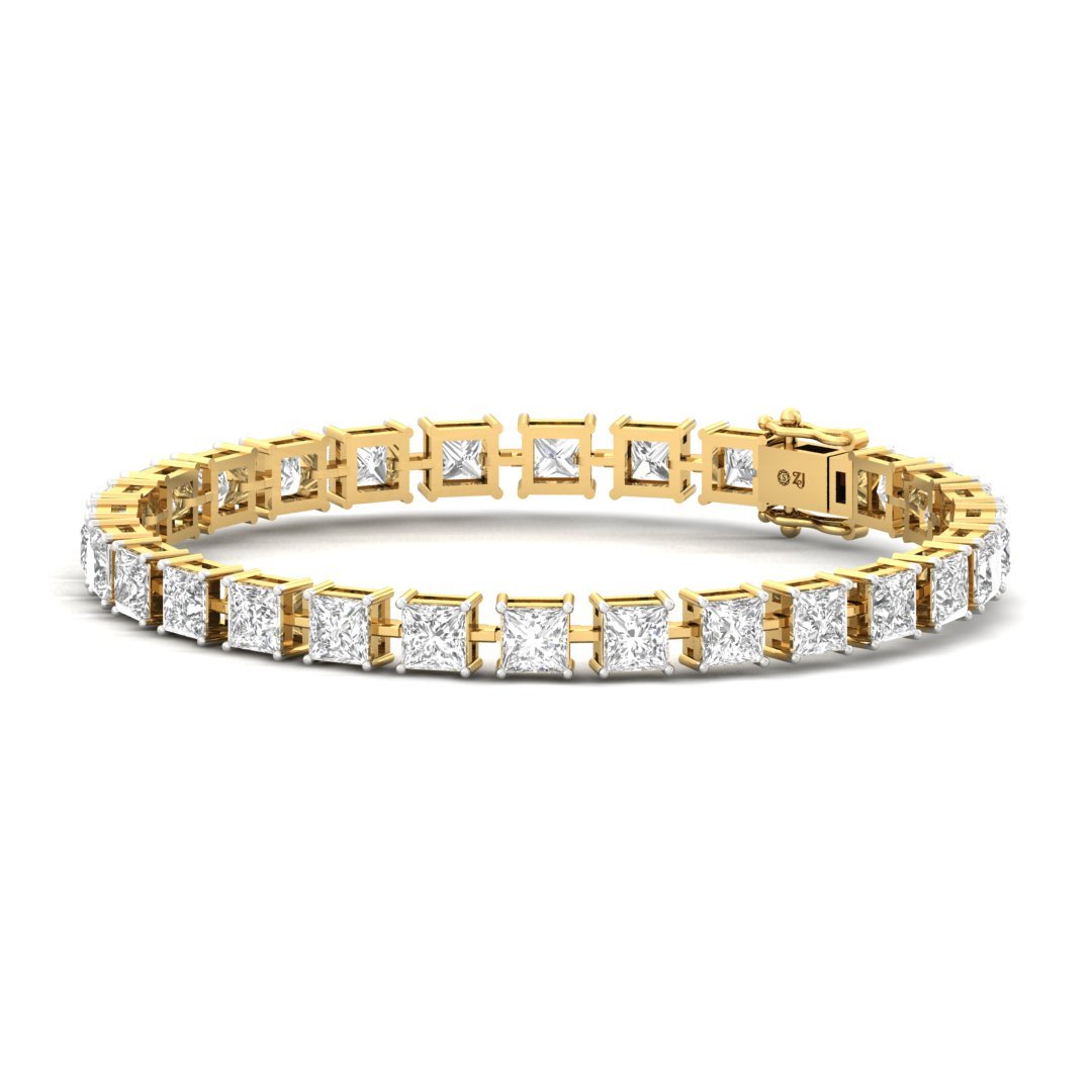 Princess Cut Diamond Tennis Bracelet | Elegant Lab Grown CVD Diamond Line Bracelet | 925 Silver | 10K | 14K | 18K - View 3