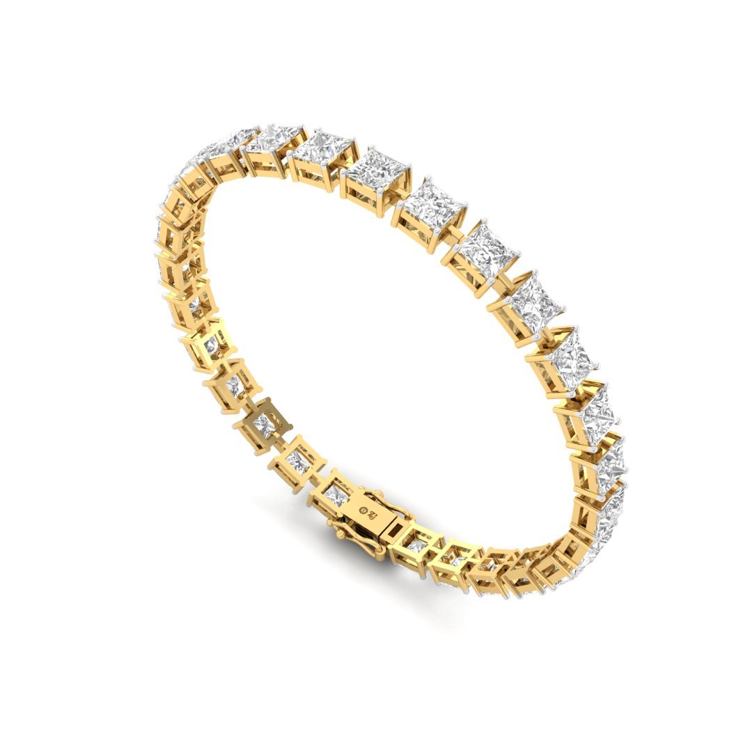 Princess Cut Diamond Tennis Bracelet | Elegant Lab Grown CVD Diamond Line Bracelet | 925 Silver | 10K | 14K | 18K - View 4