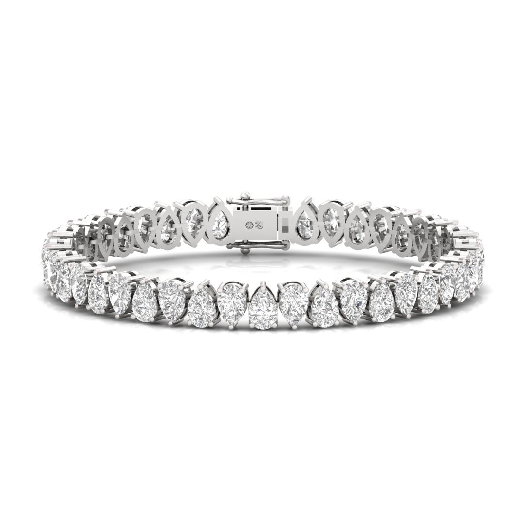 Pear Cut Diamond Tennis Bracelet | Elegant Lab Grown Diamond Line Bracelet | 925 Silver | 10K | 14K | 18K - Main View
