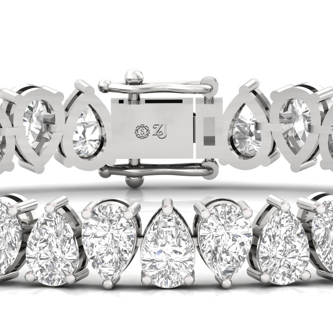 Pear Cut Diamond Tennis Bracelet | Elegant Lab Grown Diamond Line Bracelet | 925 Silver | 10K | 14K | 18K - View 2