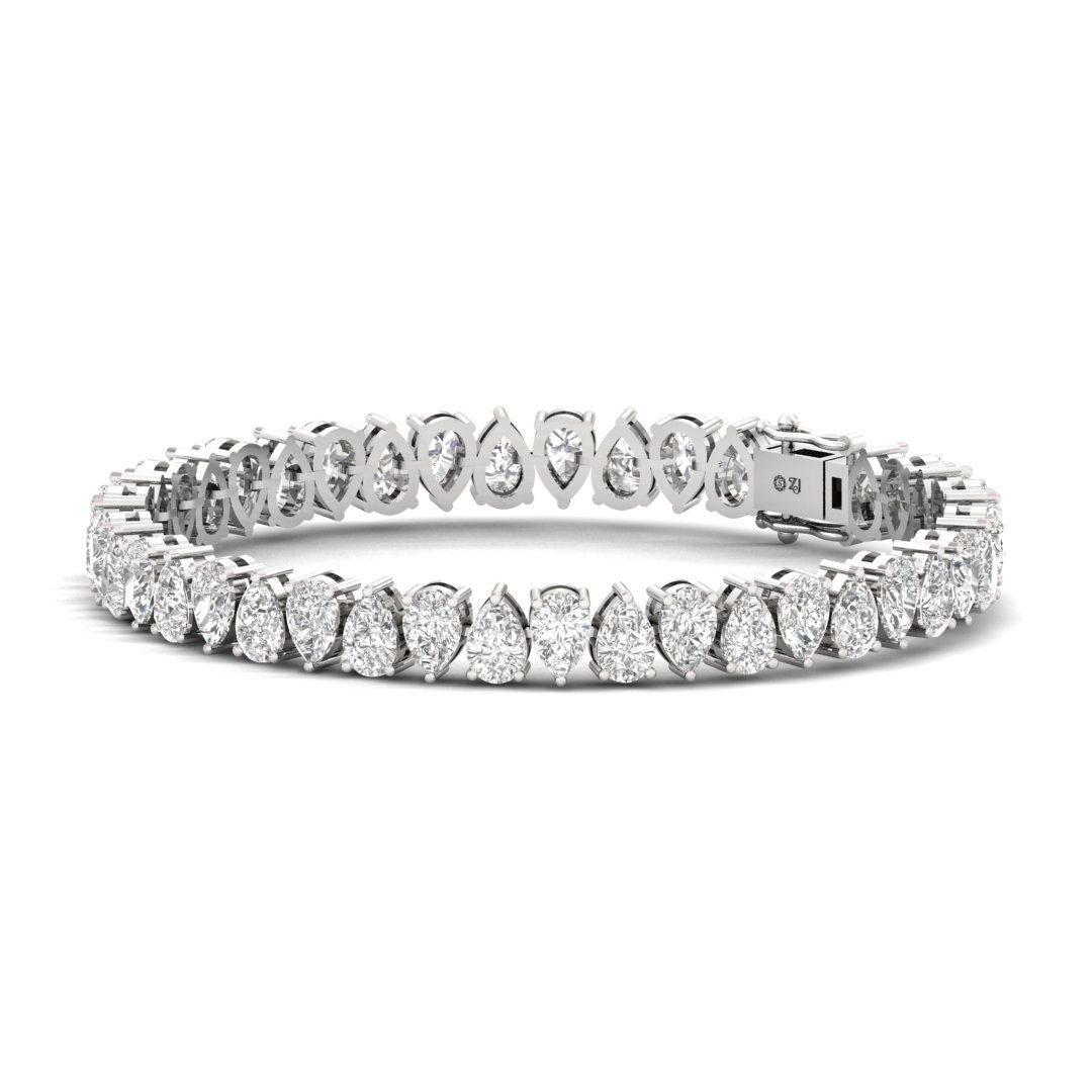 Pear Cut Diamond Tennis Bracelet | Elegant Lab Grown Diamond Line Bracelet | 925 Silver | 10K | 14K | 18K - View 3