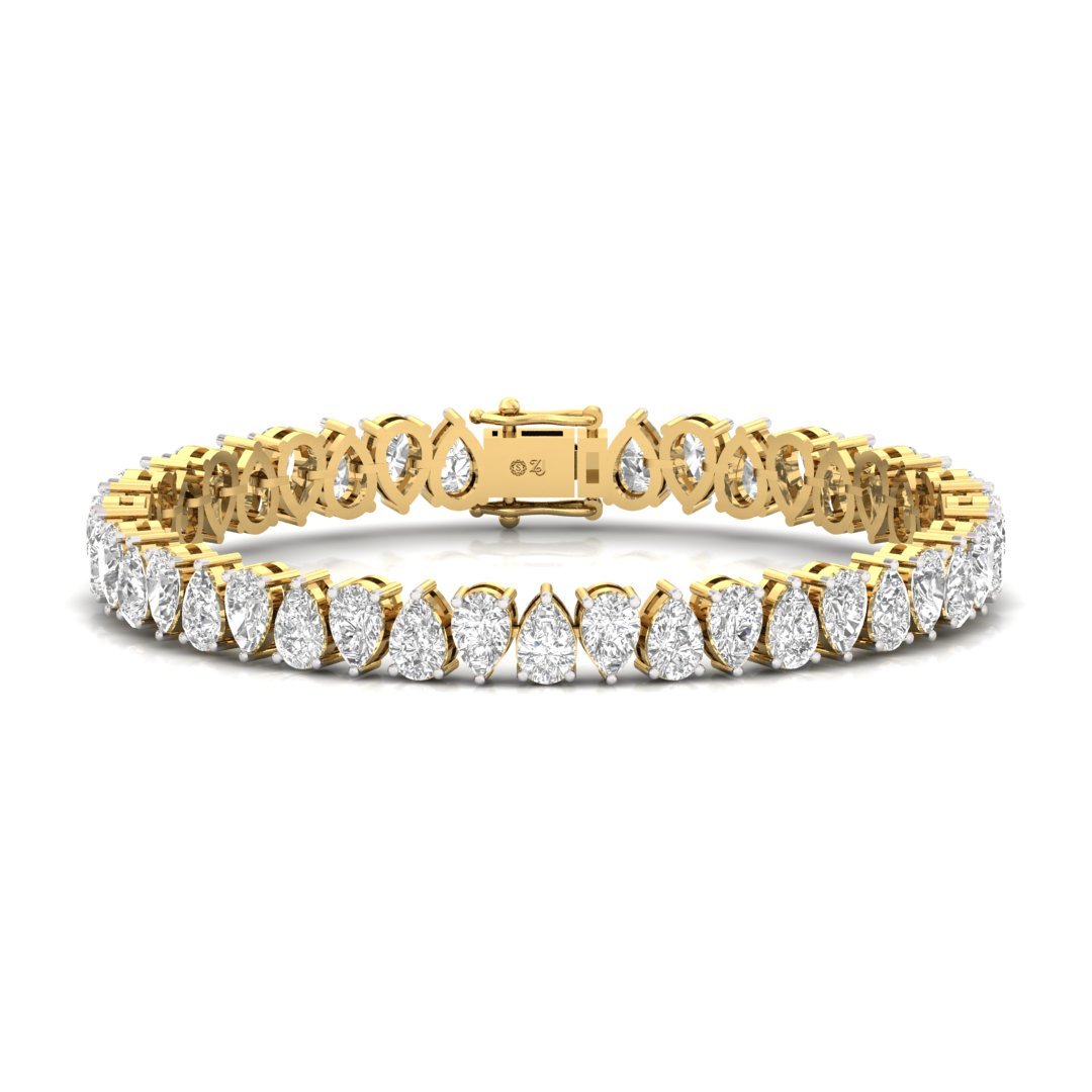 Pear Cut Diamond Tennis Bracelet | Elegant Lab Grown Diamond Line Bracelet | 925 Silver | 10K | 14K | 18K - Gold Main View