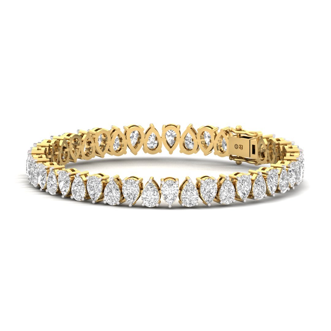Pear Cut Diamond Tennis Bracelet | Elegant Lab Grown Diamond Line Bracelet | 925 Silver | 10K | 14K | 18K - View 3