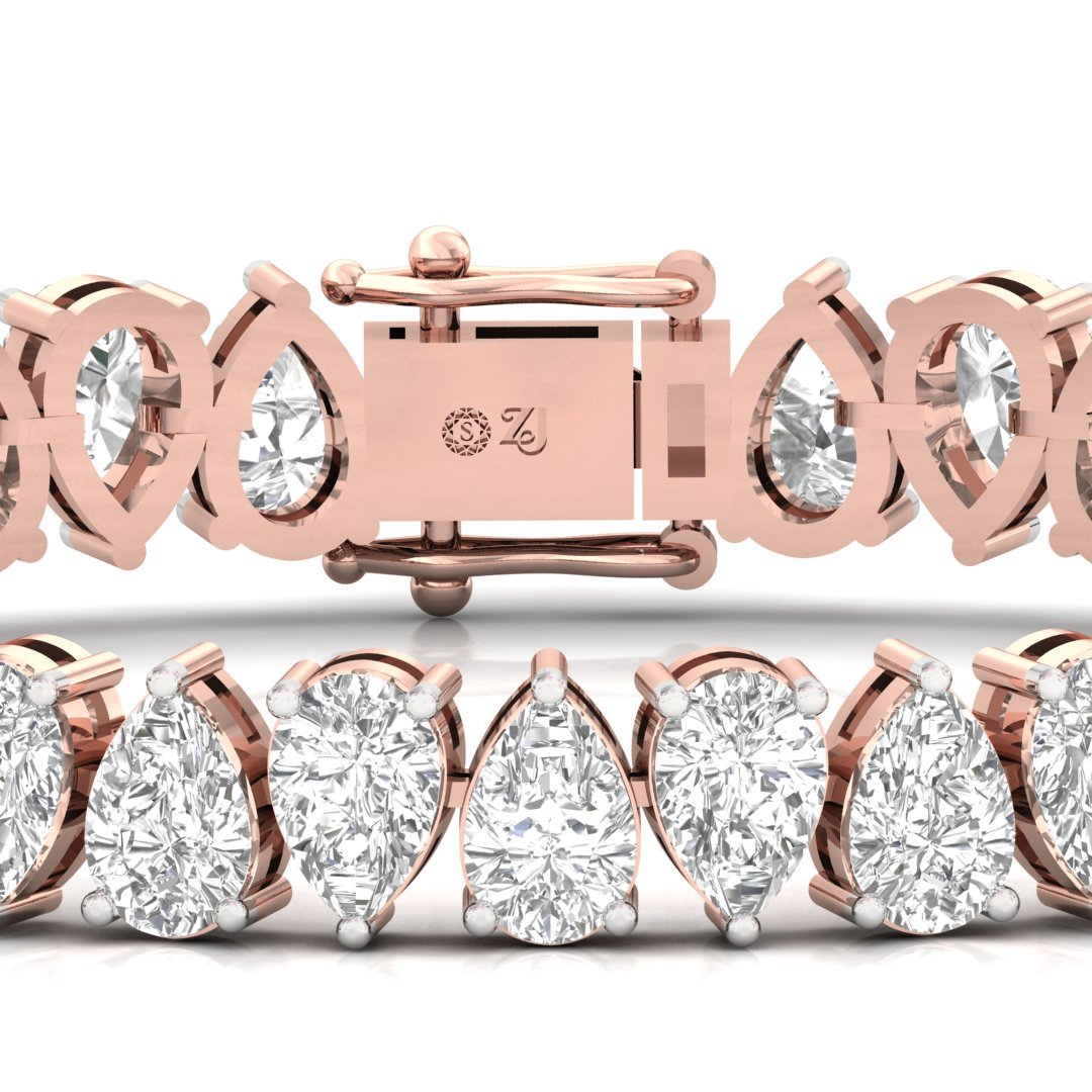 Pear Cut Diamond Tennis Bracelet | Elegant Lab Grown Diamond Line Bracelet | 925 Silver | 10K | 14K | 18K - View 2