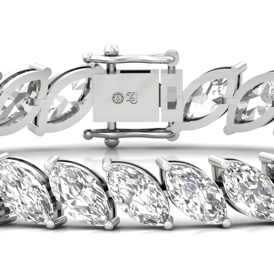 Marquise Cut Diamond Tennis Bracelet | Elegant Lab Grown CVD Diamond Line Bracelet | 925 Silver | 10K | 14K | 18K - View 2
