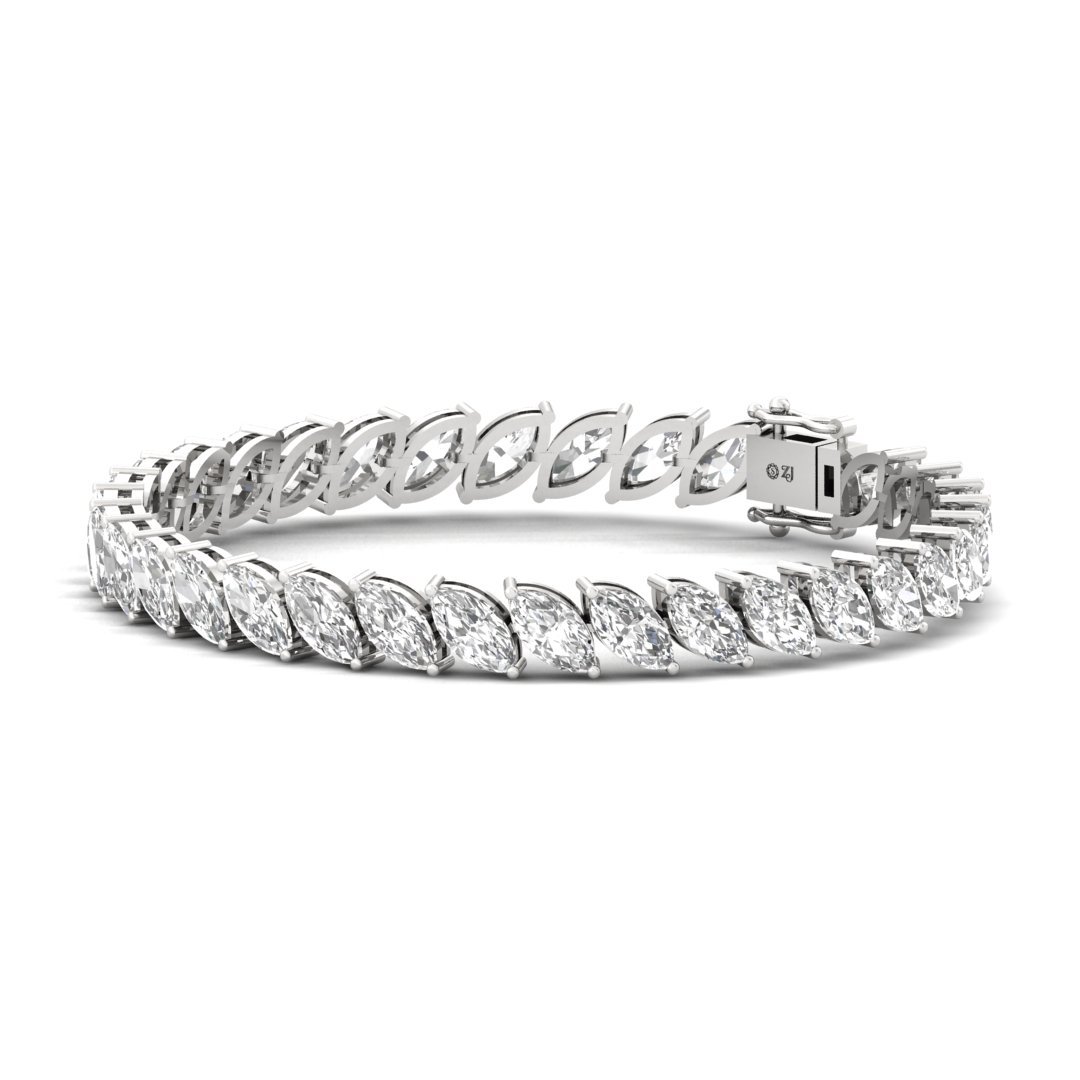 Marquise Cut Diamond Tennis Bracelet | Elegant Lab Grown CVD Diamond Line Bracelet | 925 Silver | 10K | 14K | 18K - View 3