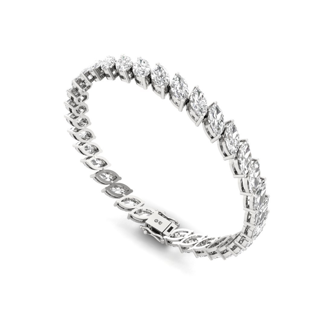 Marquise Cut Diamond Tennis Bracelet | Elegant Lab Grown CVD Diamond Line Bracelet | 925 Silver | 10K | 14K | 18K - View 4