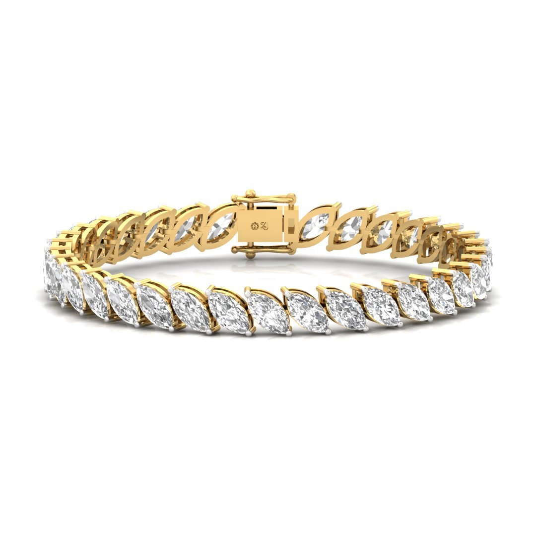 Marquise Cut Diamond Tennis Bracelet | Elegant Lab Grown CVD Diamond Line Bracelet | 925 Silver | 10K | 14K | 18K - Gold Main View