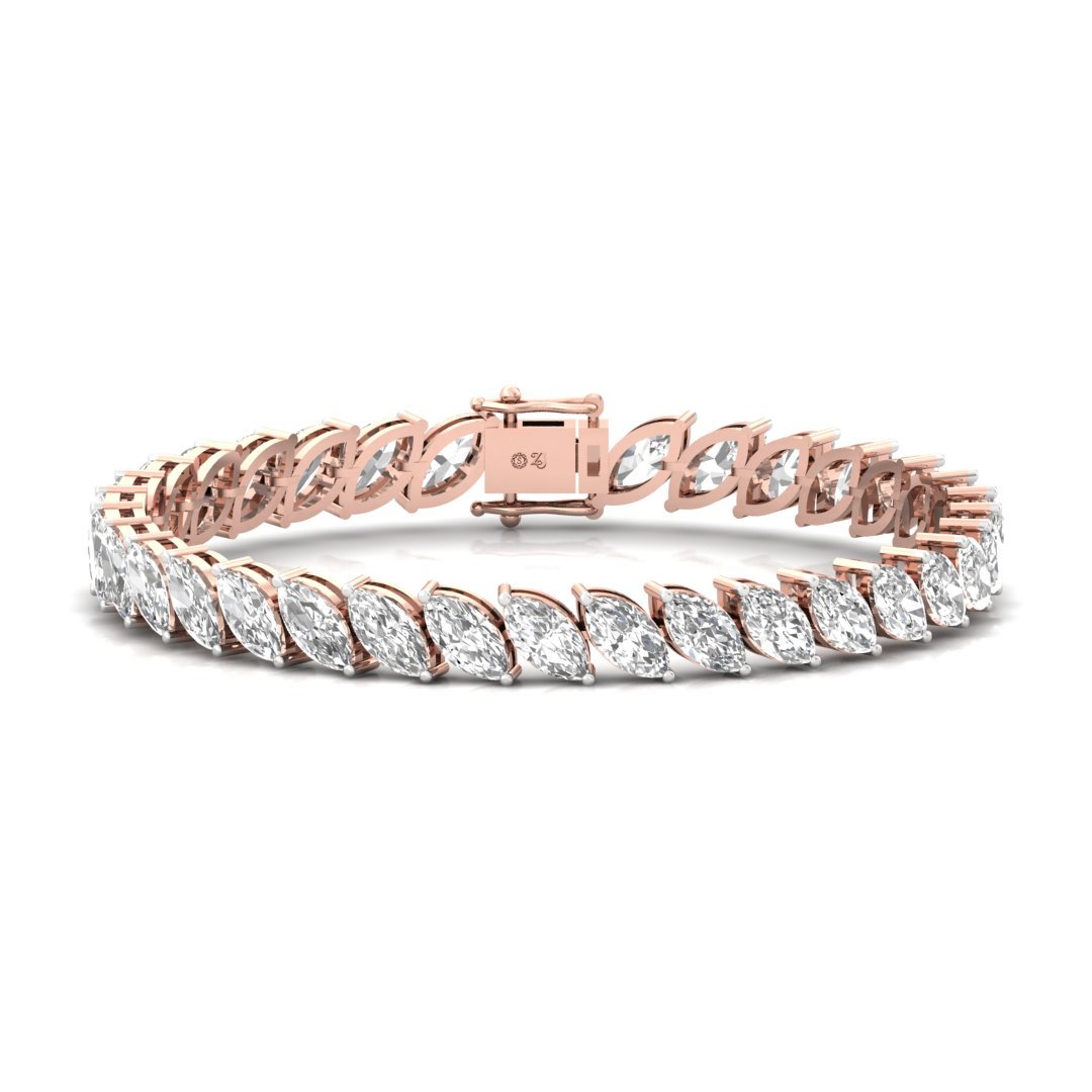 Marquise Cut Diamond Tennis Bracelet | Elegant Lab Grown CVD Diamond Line Bracelet | 925 Silver | 10K | 14K | 18K - View 2