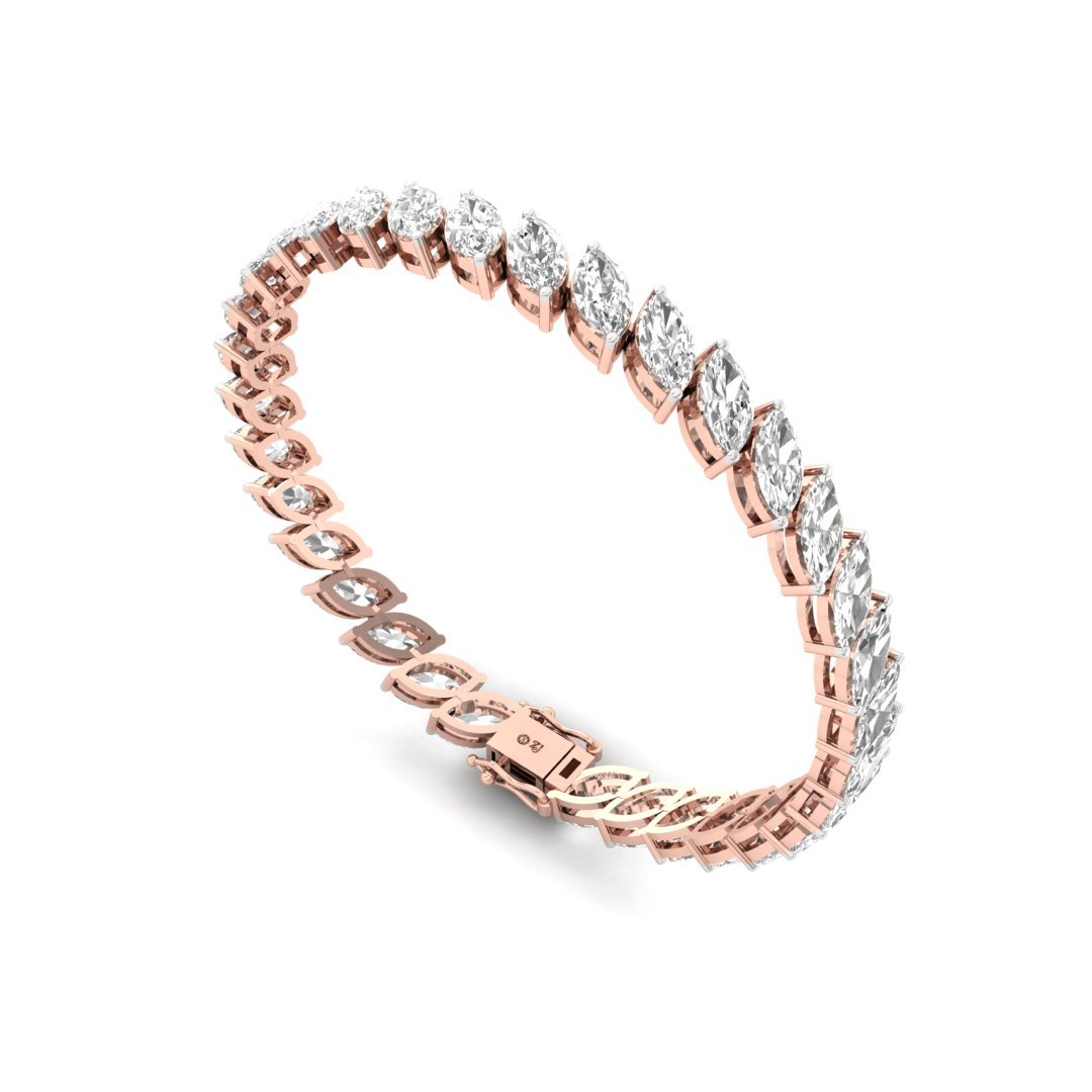 Marquise Cut Diamond Tennis Bracelet | Elegant Lab Grown CVD Diamond Line Bracelet | 925 Silver | 10K | 14K | 18K - View 5