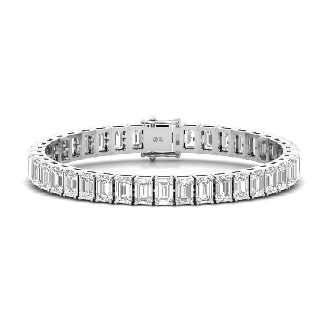Emerald Cut Diamond Tennis Bracelet | Classic Lab Grown CVD Diamond Line Bracelet | 925 Silver | 10K | 14K | 18K - Main View