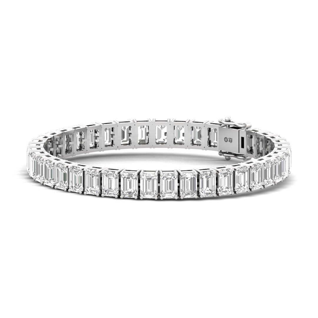 Emerald Cut Diamond Tennis Bracelet | Classic Lab Grown CVD Diamond Line Bracelet | 925 Silver | 10K | 14K | 18K - View 3