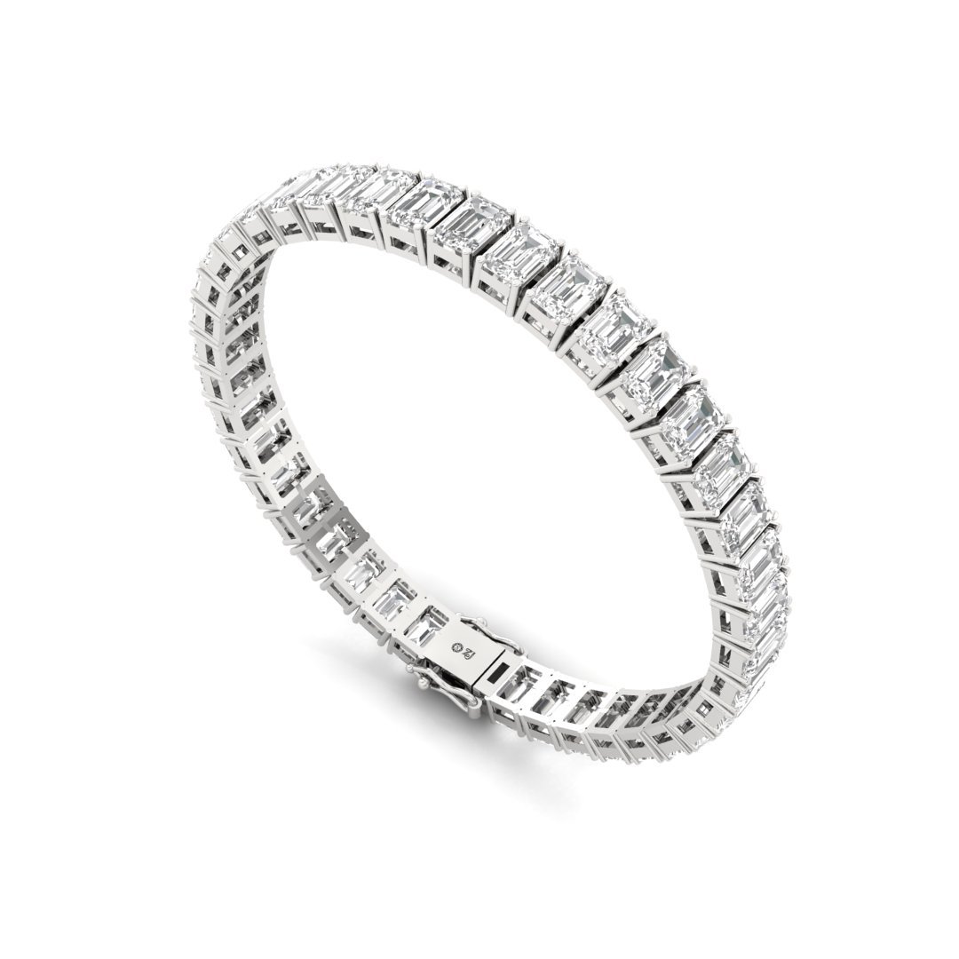 Emerald Cut Diamond Tennis Bracelet | Classic Lab Grown CVD Diamond Line Bracelet | 925 Silver | 10K | 14K | 18K - View 4