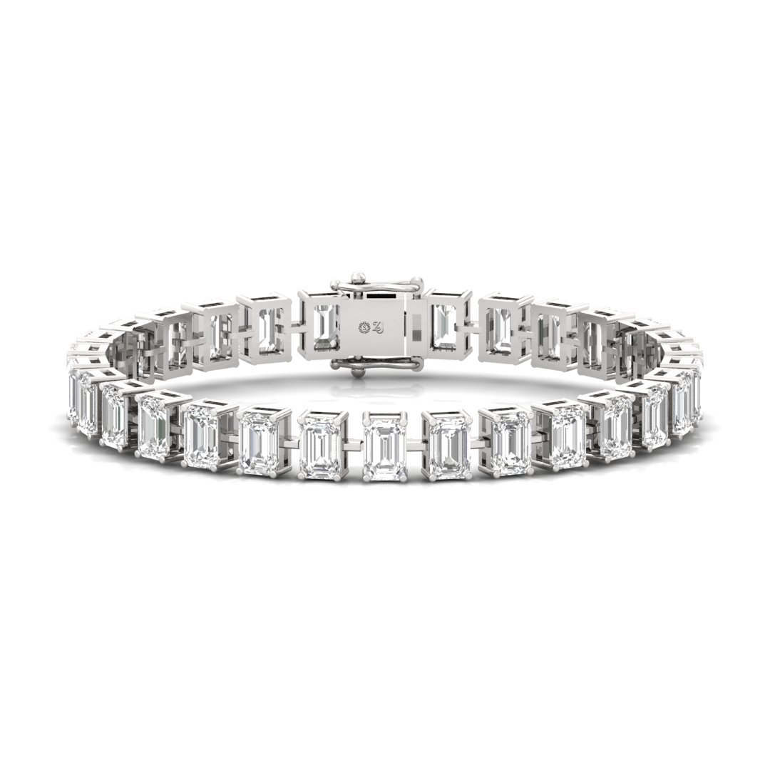 Emerald Cut Diamond Tennis Bracelet | Modern Lab Grown CVD Diamond Line Bracelet | 925 Silver | 10K | 14K | 18K - Main View
