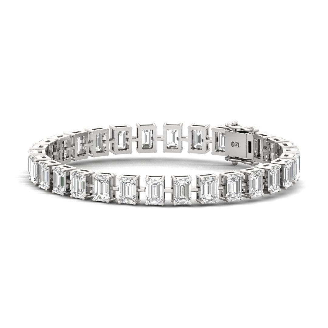 Emerald Cut Diamond Tennis Bracelet | Modern Lab Grown CVD Diamond Line Bracelet | 925 Silver | 10K | 14K | 18K - View 3