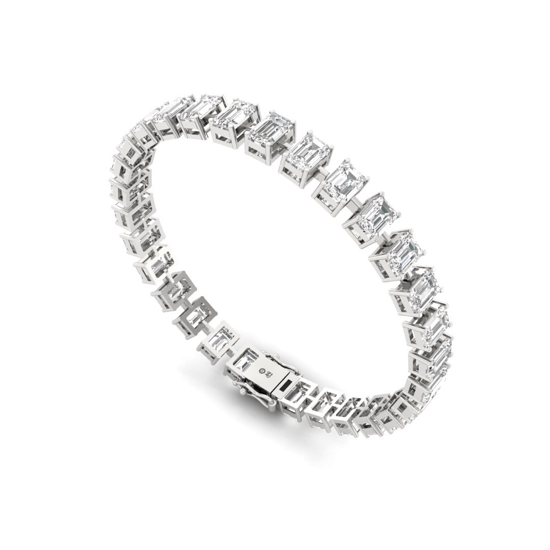 Emerald Cut Diamond Tennis Bracelet | Modern Lab Grown CVD Diamond Line Bracelet | 925 Silver | 10K | 14K | 18K - View 4