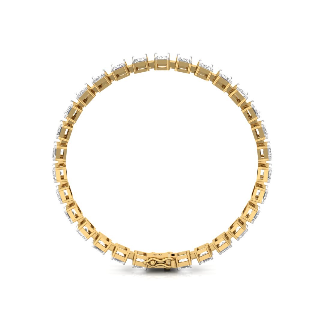 Emerald Cut Diamond Tennis Bracelet | Modern Lab Grown CVD Diamond Line Bracelet | 925 Silver | 10K | 14K | 18K - View 5