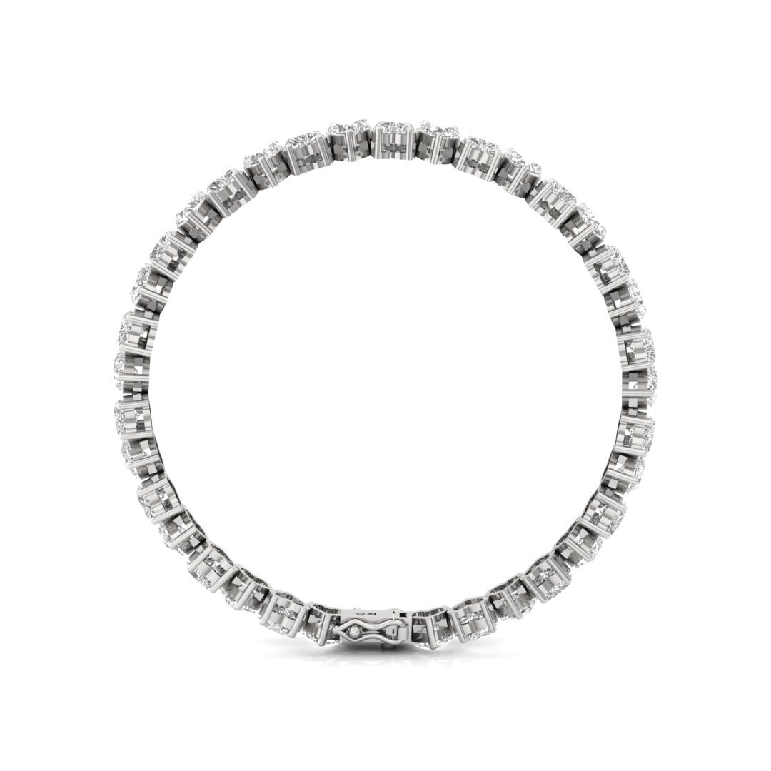 Heart Cut Diamond Tennis Bracelet | Romantic Lab Grown CVD Diamond Line Bracelet | 925 Silver | 10K | 14K | 18K - View 5