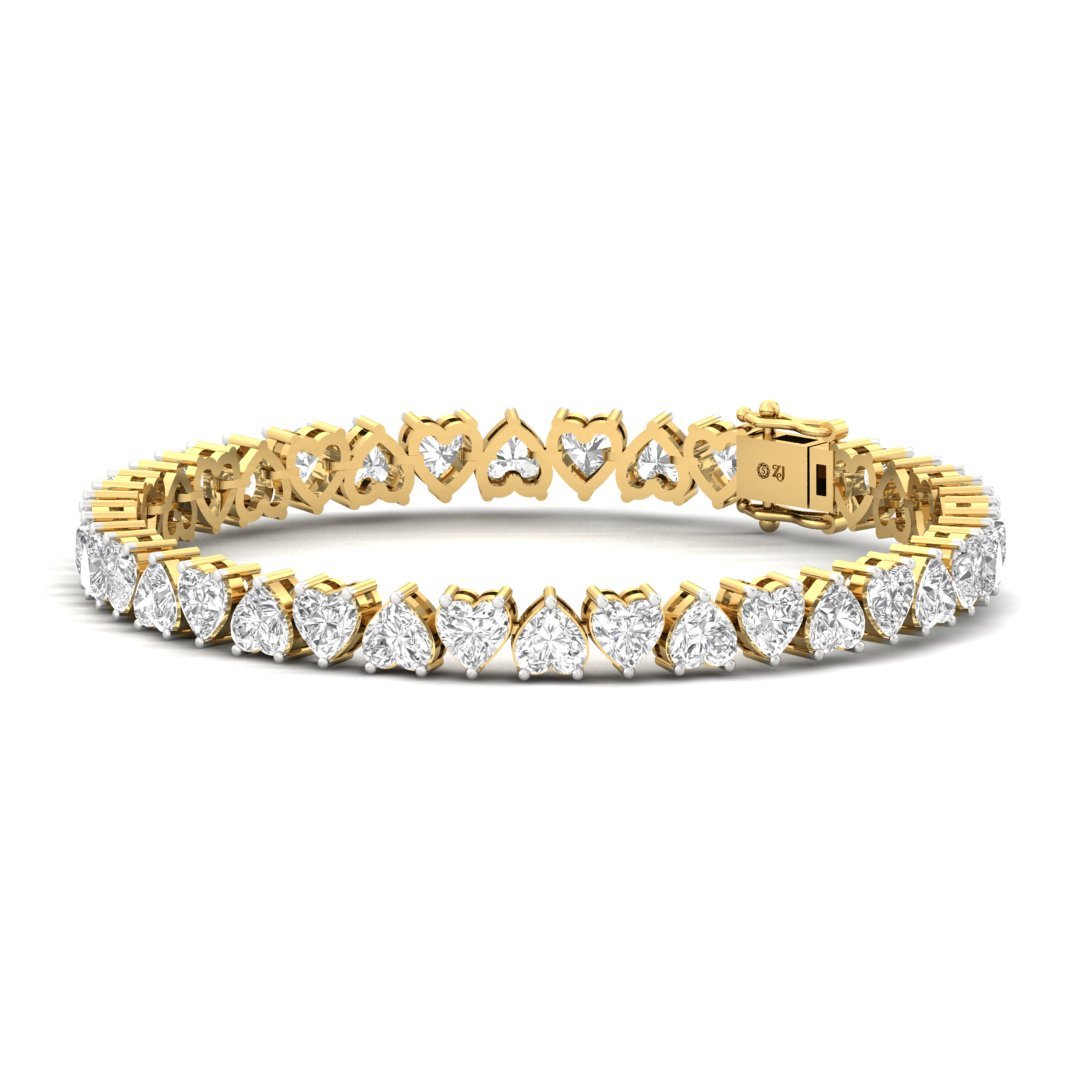 Heart Cut Diamond Tennis Bracelet | Romantic Lab Grown CVD Diamond Line Bracelet | 925 Silver | 10K | 14K | 18K - View 3