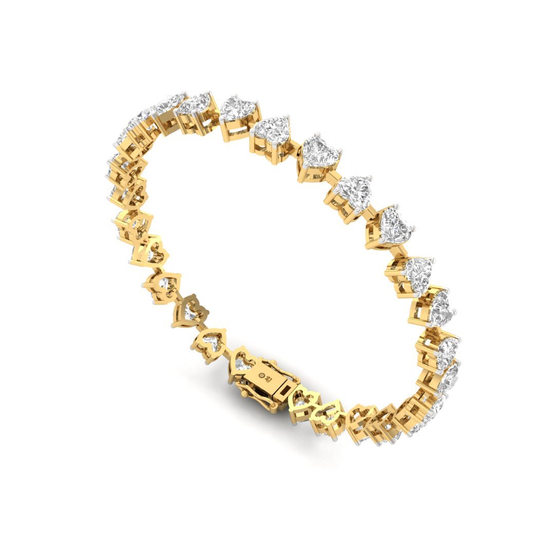 Heart Cut Diamond Tennis Bracelet | Lab Grown CVD Diamond Romantic Line Bracelet | 925 Silver | 10K | 14K | 18K - View 4
