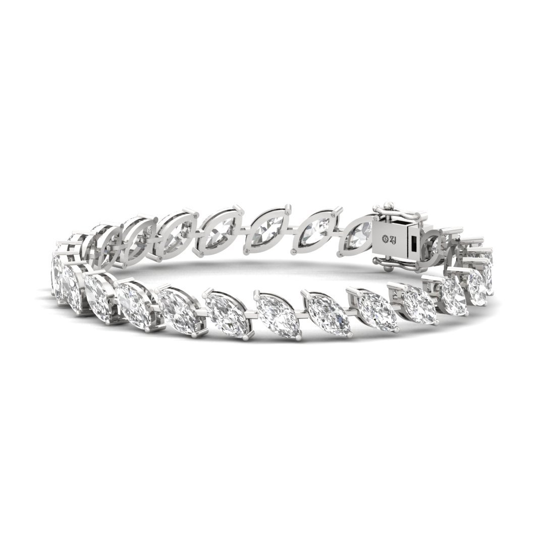 Marquise Cut Diamond Tennis Bracelet | Lab Grown CVD Diamond Elegant Line Bracelet | 925 Silver | 10K | 14K | 18K - View 3
