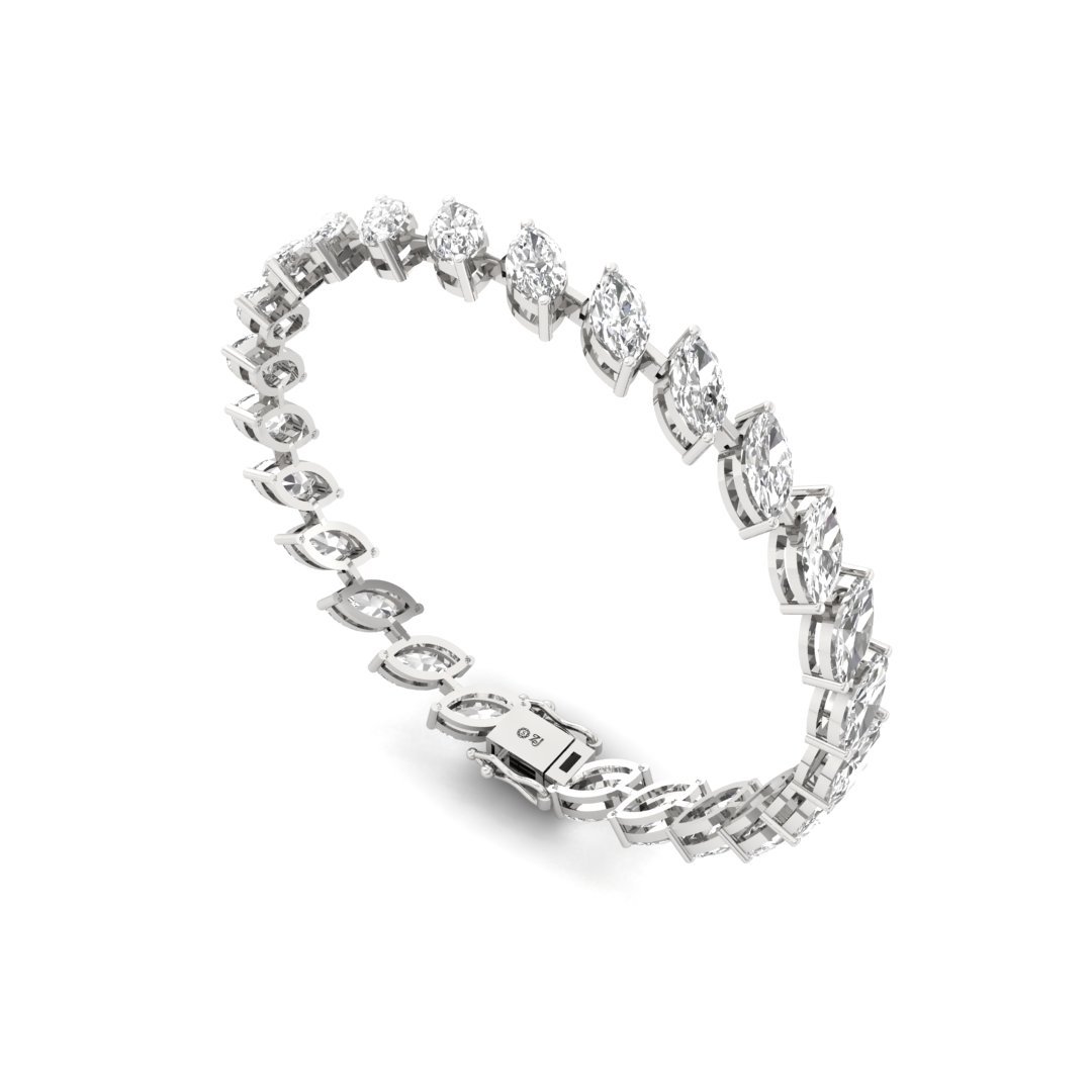 Marquise Cut Diamond Tennis Bracelet | Lab Grown CVD Diamond Elegant Line Bracelet | 925 Silver | 10K | 14K | 18K - View 4