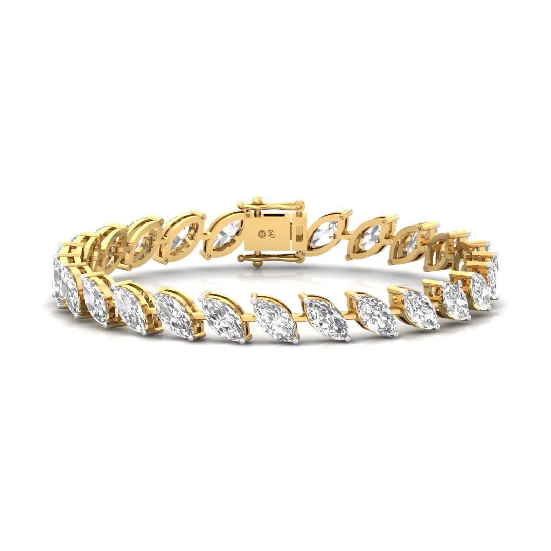 Marquise Cut Diamond Tennis Bracelet | Lab Grown CVD Diamond Elegant Line Bracelet | 925 Silver | 10K | 14K | 18K - Gold Main View