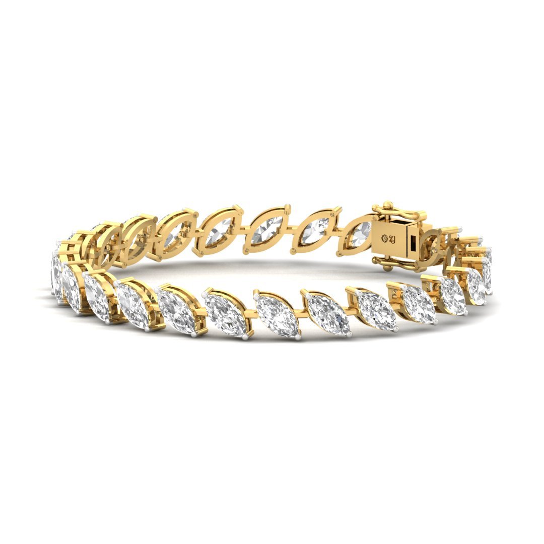 Marquise Cut Diamond Tennis Bracelet | Lab Grown CVD Diamond Elegant Line Bracelet | 925 Silver | 10K | 14K | 18K - View 3