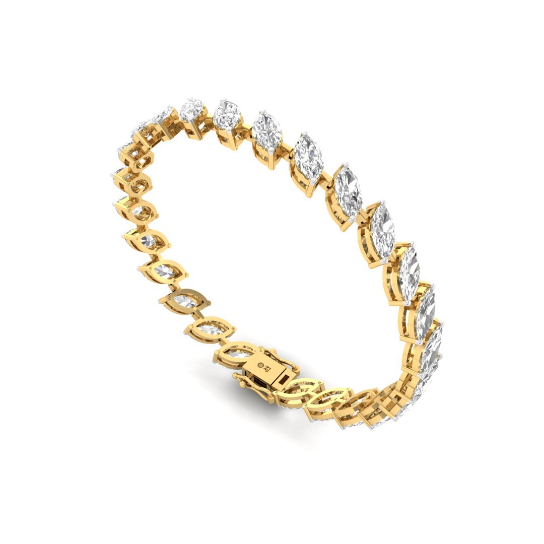 Marquise Cut Diamond Tennis Bracelet | Lab Grown CVD Diamond Elegant Line Bracelet | 925 Silver | 10K | 14K | 18K - View 4