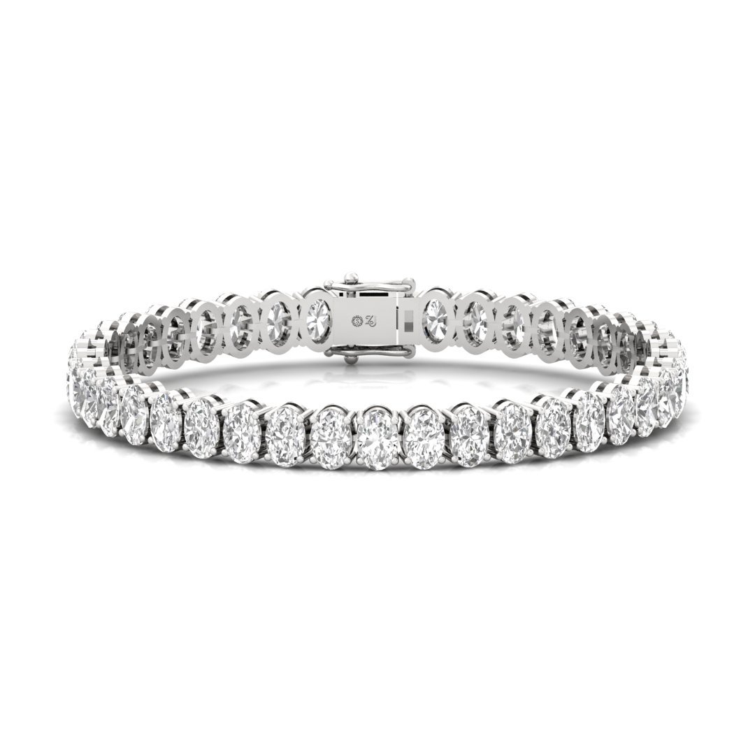Oval Cut Diamond Tennis Bracelet | Lab Grown CVD Diamond Classic Line Bracelet | 925 Silver | 10K | 14K | 18K - Main View