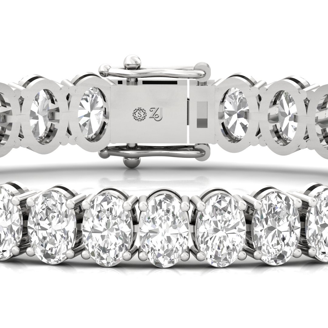 Oval Cut Diamond Tennis Bracelet | Lab Grown CVD Diamond Classic Line Bracelet | 925 Silver | 10K | 14K | 18K - View 2