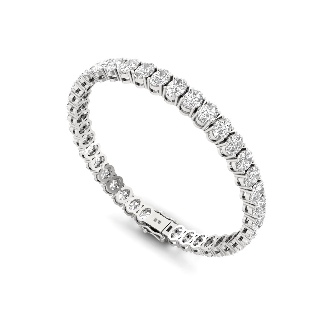 Oval Cut Diamond Tennis Bracelet | Lab Grown CVD Diamond Classic Line Bracelet | 925 Silver | 10K | 14K | 18K - View 4