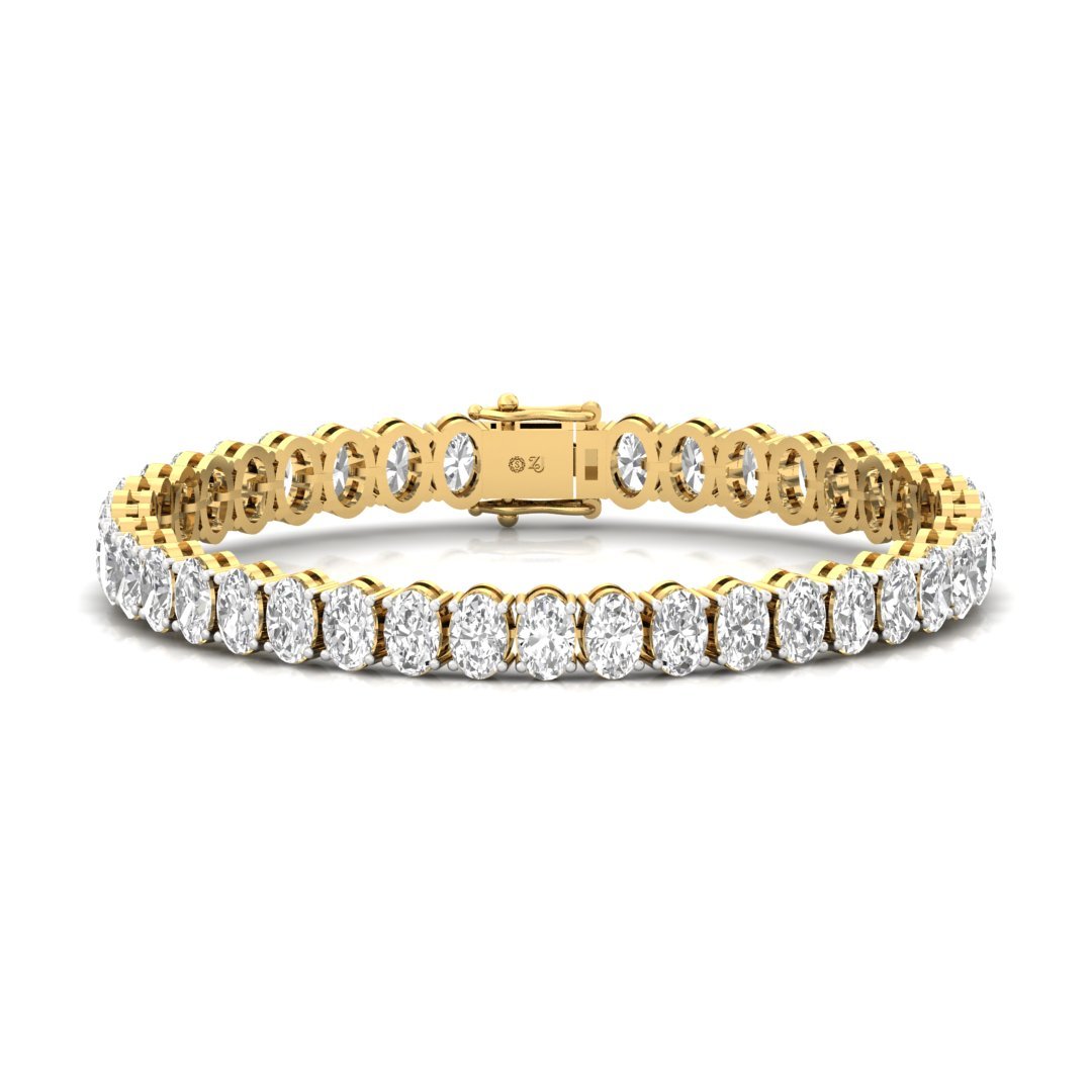 Oval Cut Diamond Tennis Bracelet | Lab Grown CVD Diamond Classic Line Bracelet | 925 Silver | 10K | 14K | 18K - Gold Main View