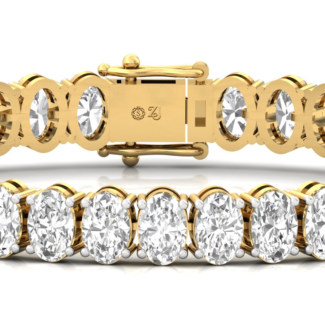 Oval Cut Diamond Tennis Bracelet | Lab Grown CVD Diamond Classic Line Bracelet | 925 Silver | 10K | 14K | 18K - View 2