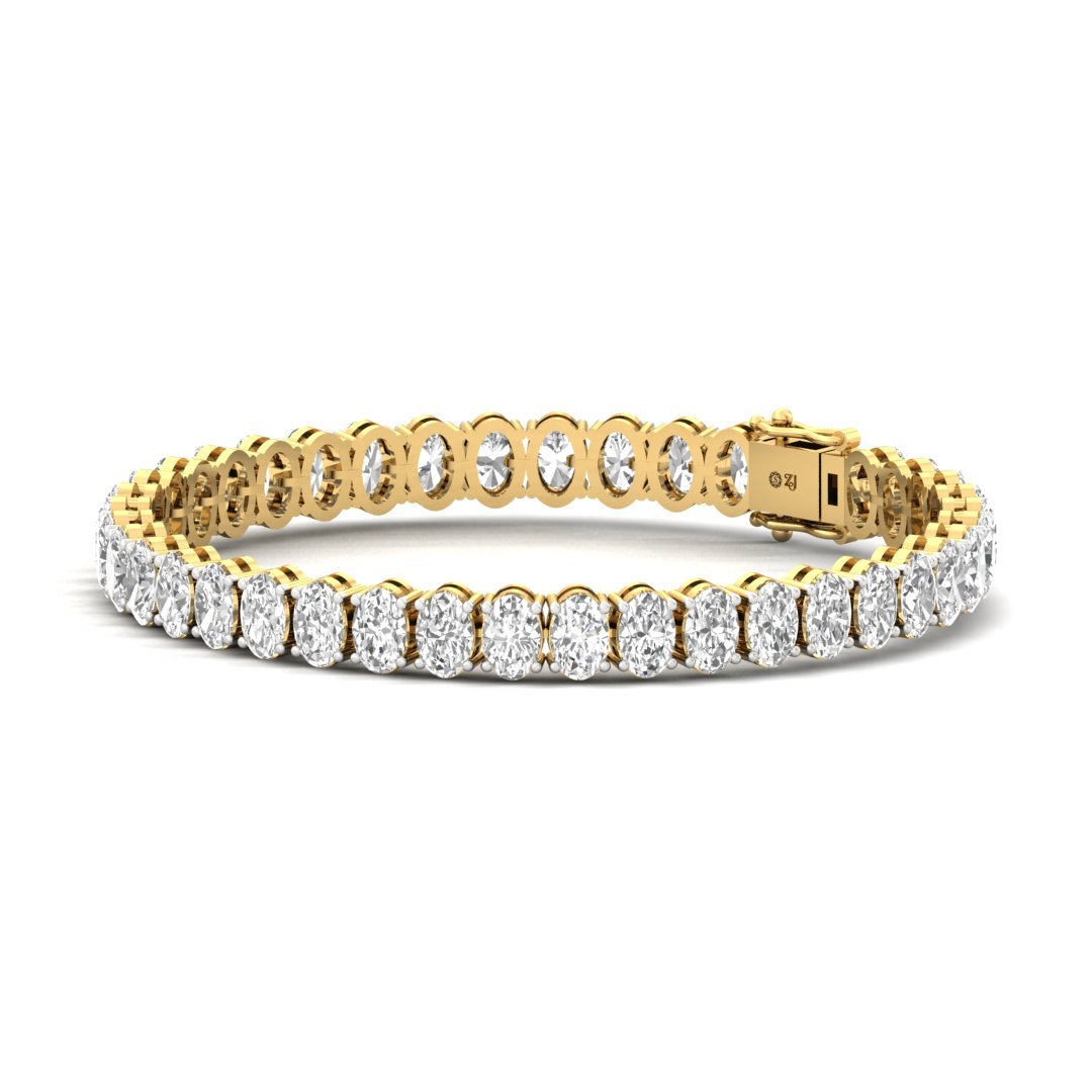 Oval Cut Diamond Tennis Bracelet | Lab Grown CVD Diamond Classic Line Bracelet | 925 Silver | 10K | 14K | 18K - View 3