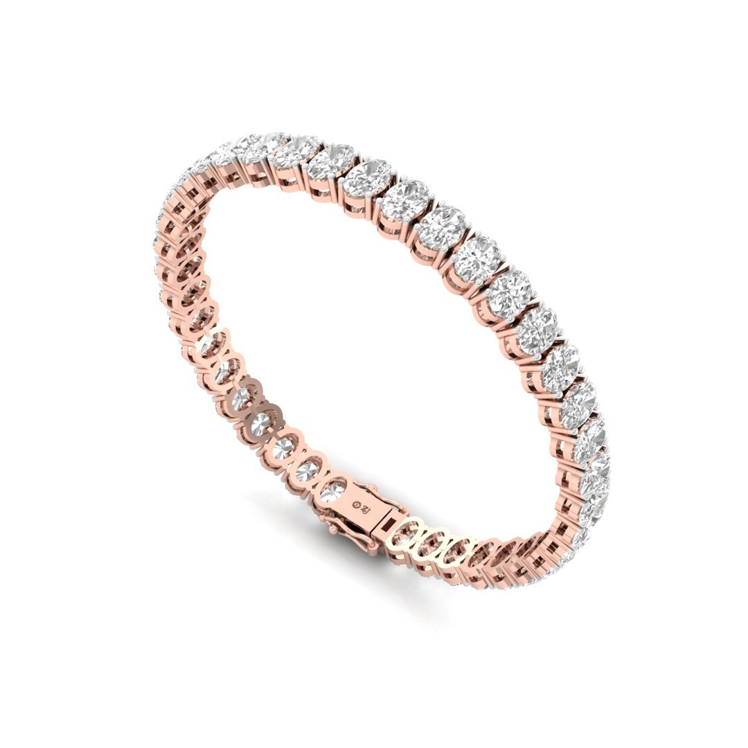 Oval Cut Diamond Tennis Bracelet | Lab Grown CVD Diamond Classic Line Bracelet | 925 Silver | 10K | 14K | 18K - View 4