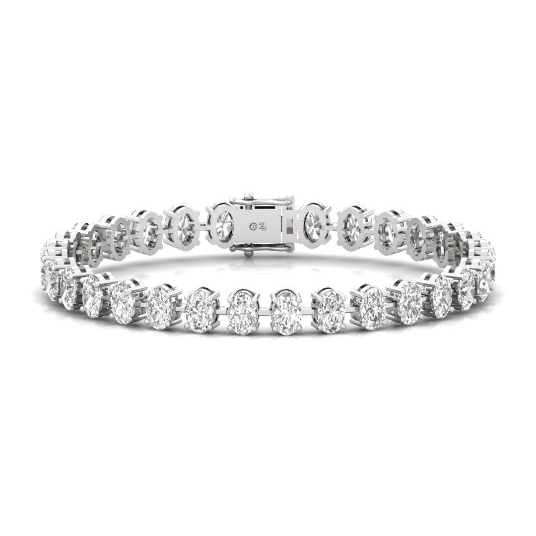 Oval Cut Diamond Tennis Bracelet | Lab Grown CVD Diamond Elegant Line Bracelet | 925 Silver | 10K | 14K | 18K - Main View