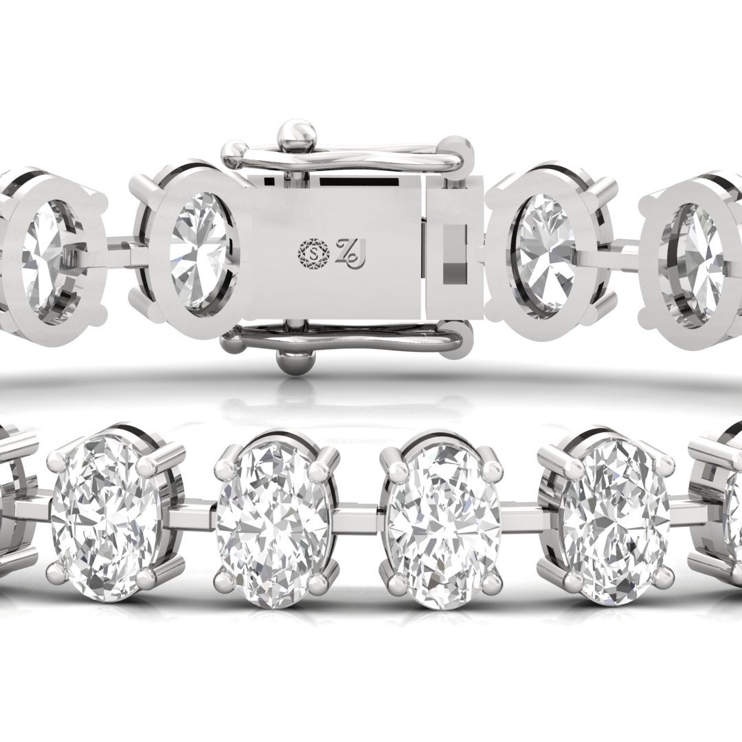 Oval Cut Diamond Tennis Bracelet | Lab Grown CVD Diamond Elegant Line Bracelet | 925 Silver | 10K | 14K | 18K - View 2