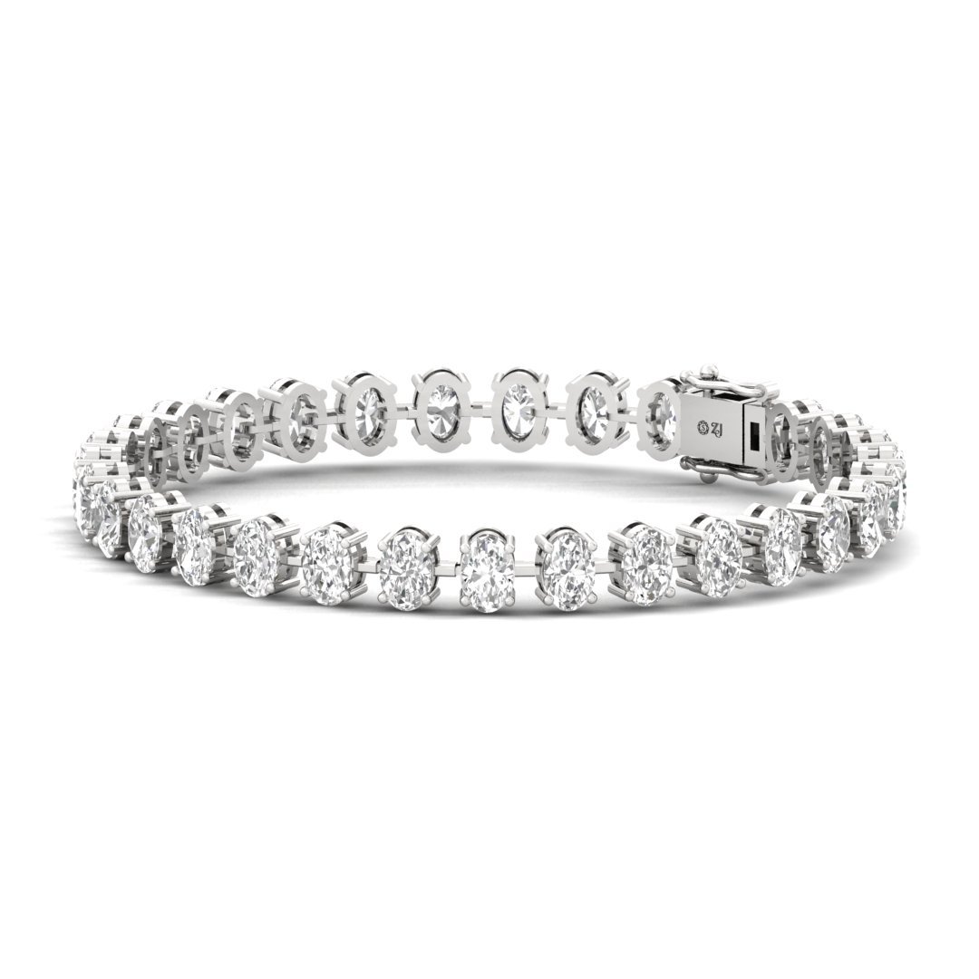 Oval Cut Diamond Tennis Bracelet | Lab Grown CVD Diamond Elegant Line Bracelet | 925 Silver | 10K | 14K | 18K - View 3