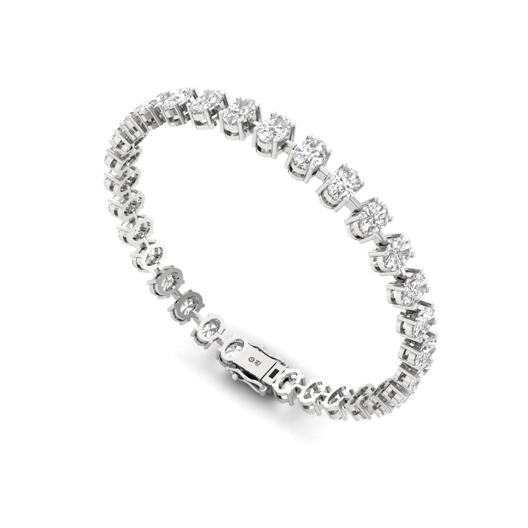 Oval Cut Diamond Tennis Bracelet | Lab Grown CVD Diamond Elegant Line Bracelet | 925 Silver | 10K | 14K | 18K - View 4