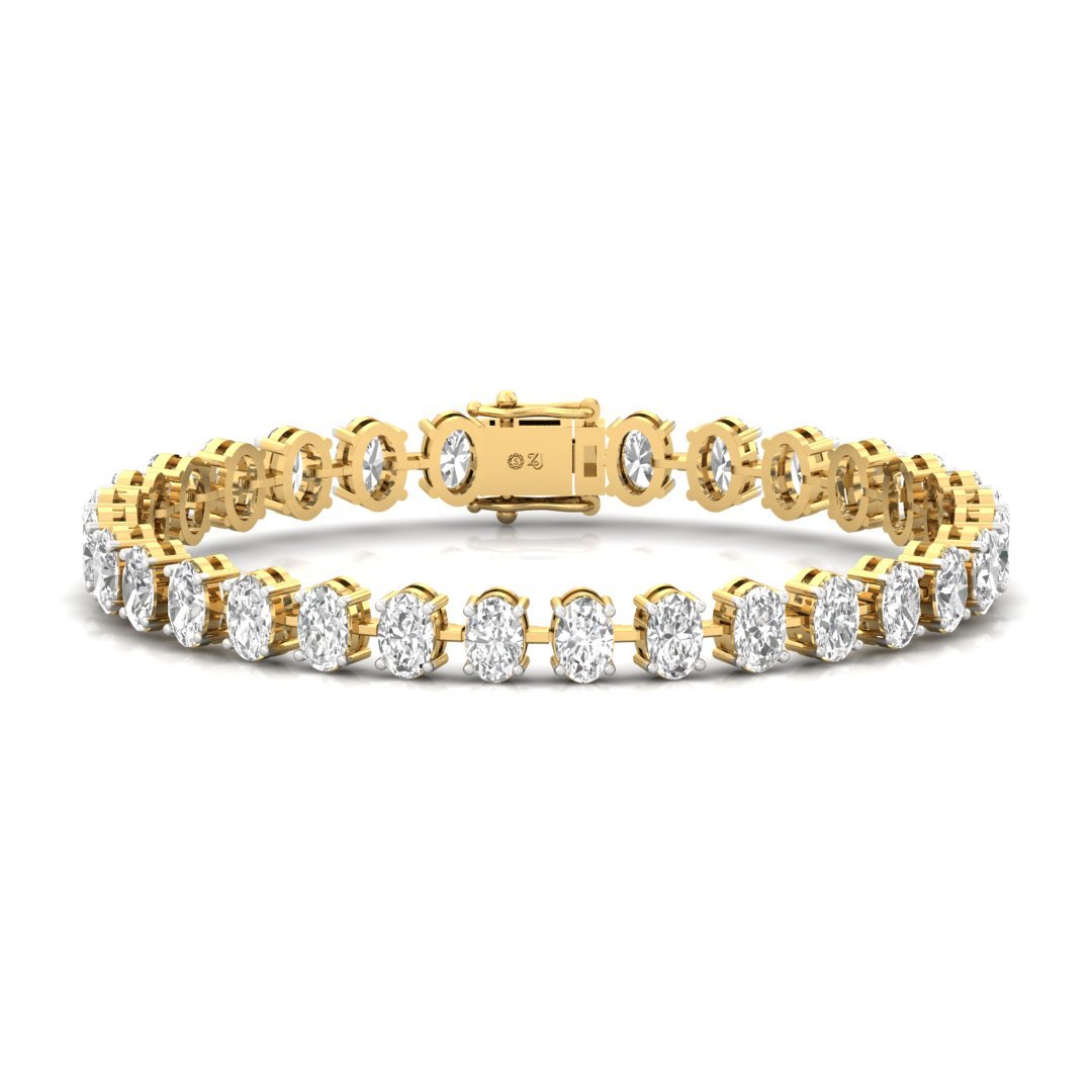 Oval Cut Diamond Tennis Bracelet | Lab Grown CVD Diamond Elegant Line Bracelet | 925 Silver | 10K | 14K | 18K - Gold Main View