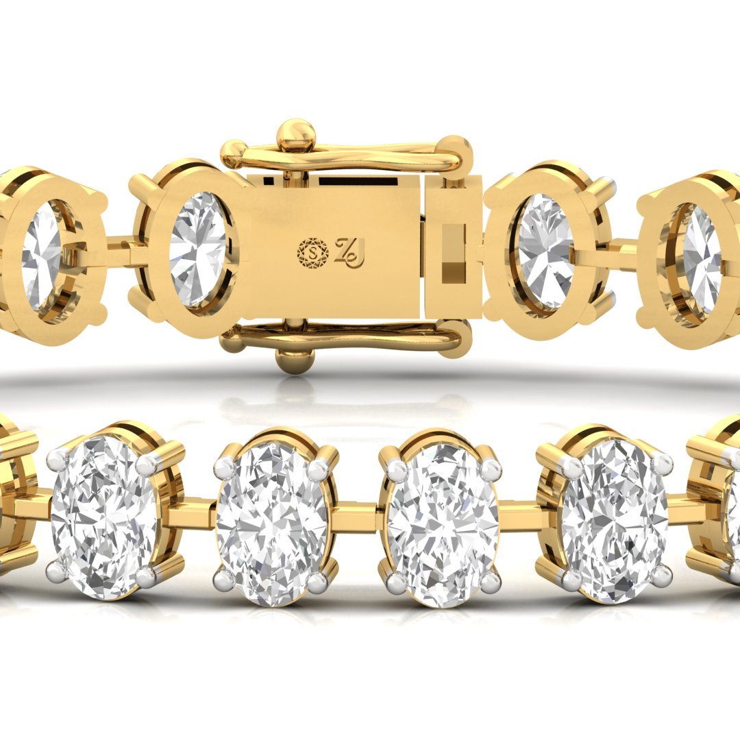 Oval Cut Diamond Tennis Bracelet | Lab Grown CVD Diamond Elegant Line Bracelet | 925 Silver | 10K | 14K | 18K - View 2