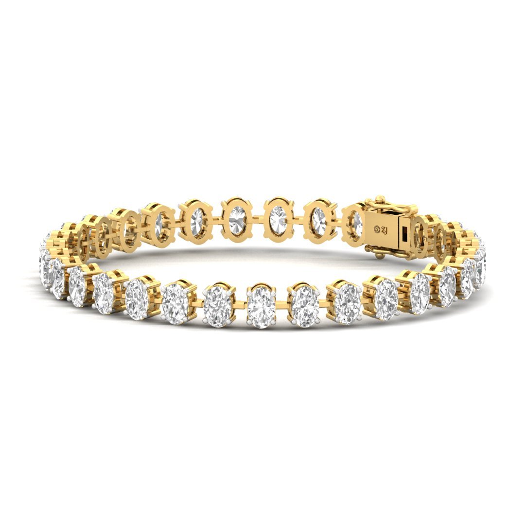 Oval Cut Diamond Tennis Bracelet | Lab Grown CVD Diamond Elegant Line Bracelet | 925 Silver | 10K | 14K | 18K - View 3