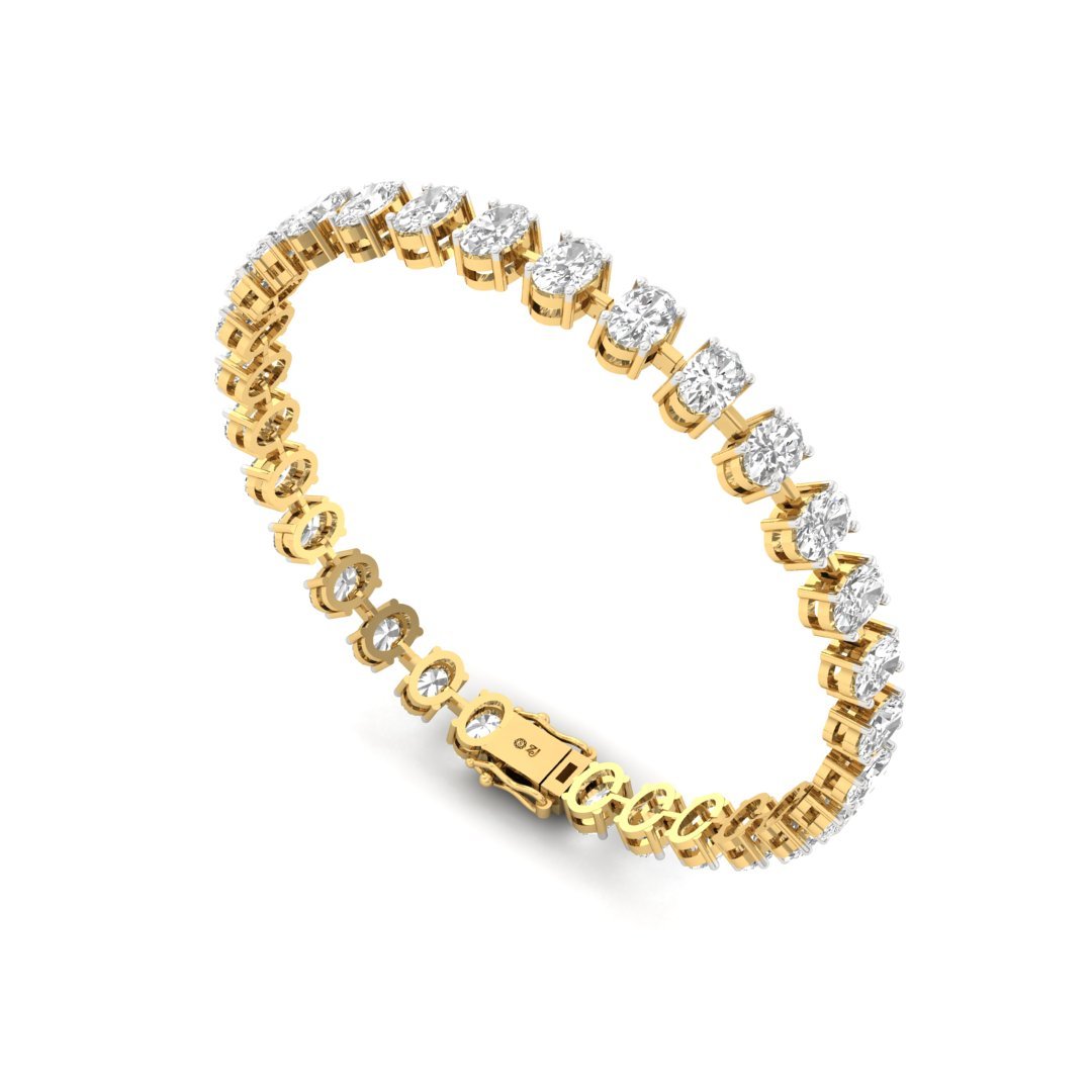 Oval Cut Diamond Tennis Bracelet | Lab Grown CVD Diamond Elegant Line Bracelet | 925 Silver | 10K | 14K | 18K - View 4