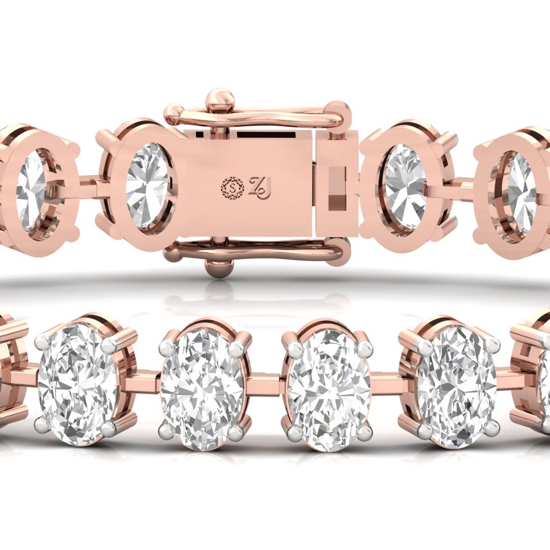 Oval Cut Diamond Tennis Bracelet | Lab Grown CVD Diamond Elegant Line Bracelet | 925 Silver | 10K | 14K | 18K - View 2