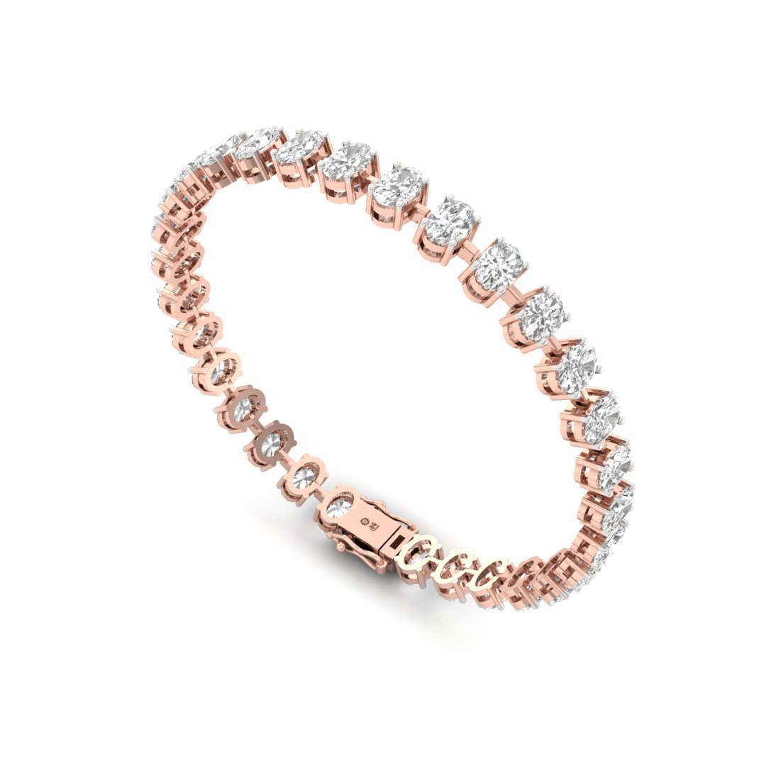 Oval Cut Diamond Tennis Bracelet | Lab Grown CVD Diamond Elegant Line Bracelet | 925 Silver | 10K | 14K | 18K - View 4