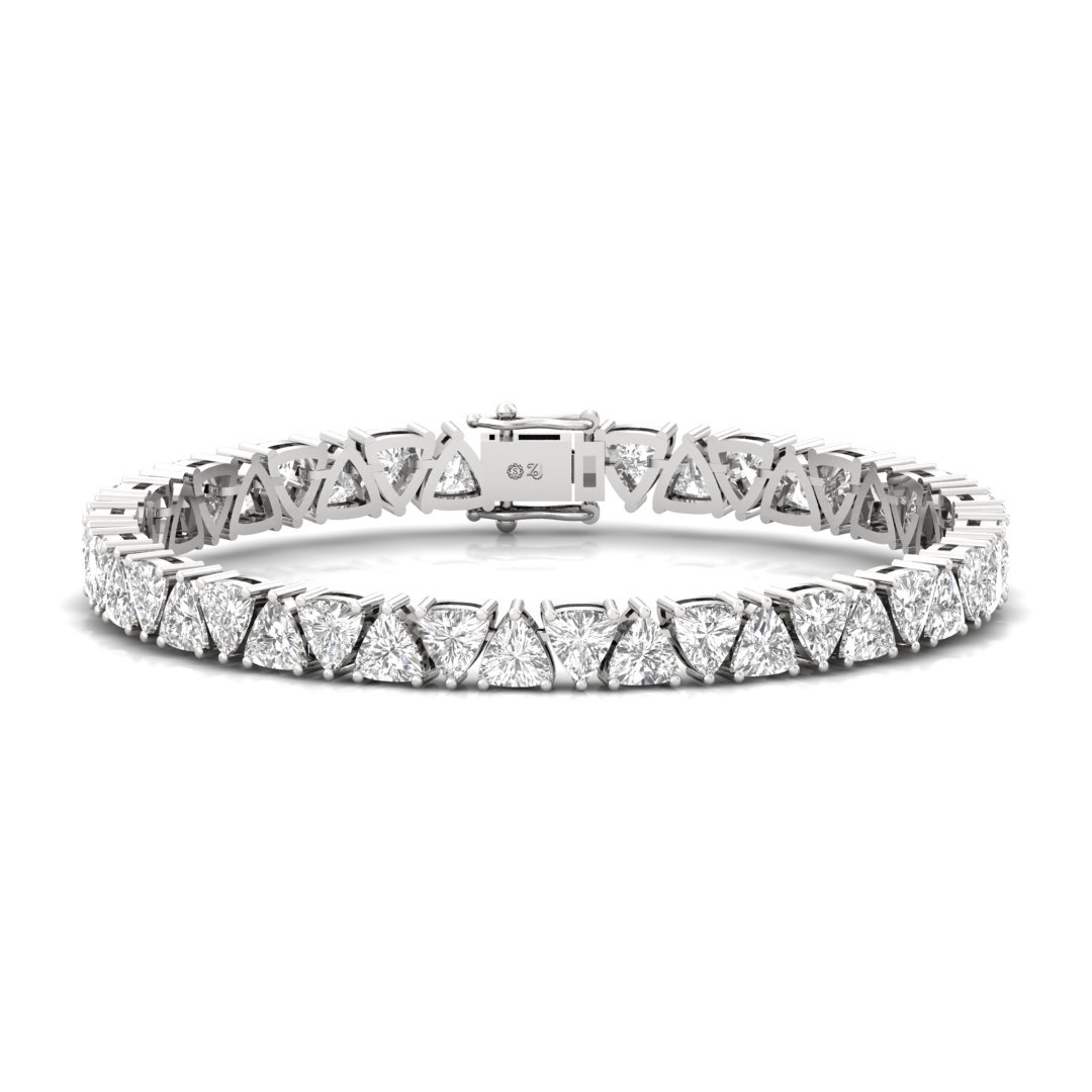 Trillion Cut Diamond Tennis Bracelet | Lab Grown CVD Diamond Luxury Line Bracelet | 925 Silver | 10K | 14K | 18K - Main View