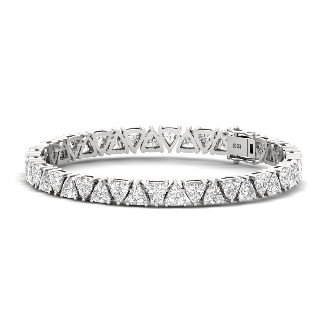 Trillion Cut Diamond Tennis Bracelet | Lab Grown CVD Diamond Luxury Line Bracelet | 925 Silver | 10K | 14K | 18K - View 3