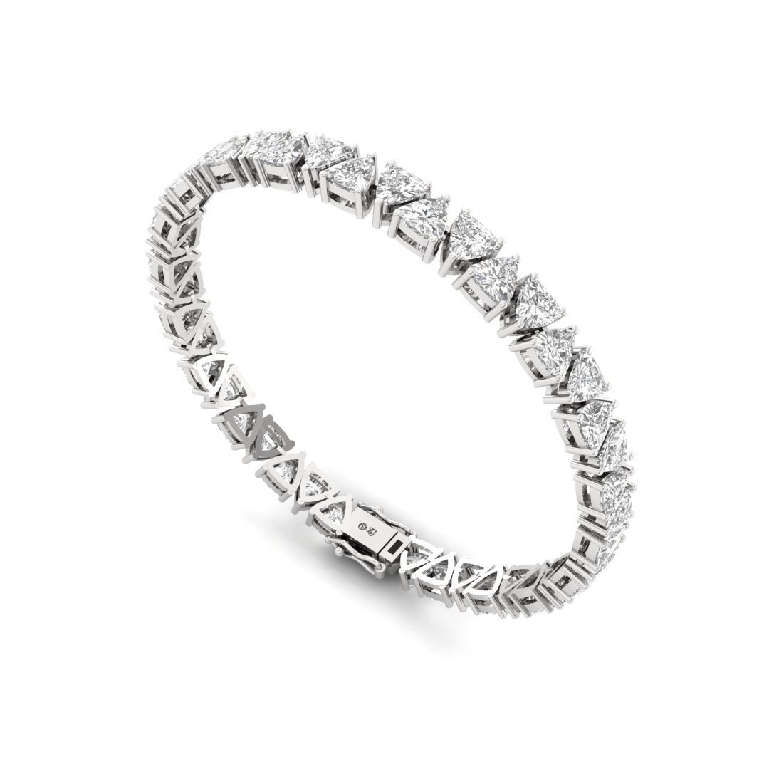 Trillion Cut Diamond Tennis Bracelet | Lab Grown CVD Diamond Luxury Line Bracelet | 925 Silver | 10K | 14K | 18K - View 4