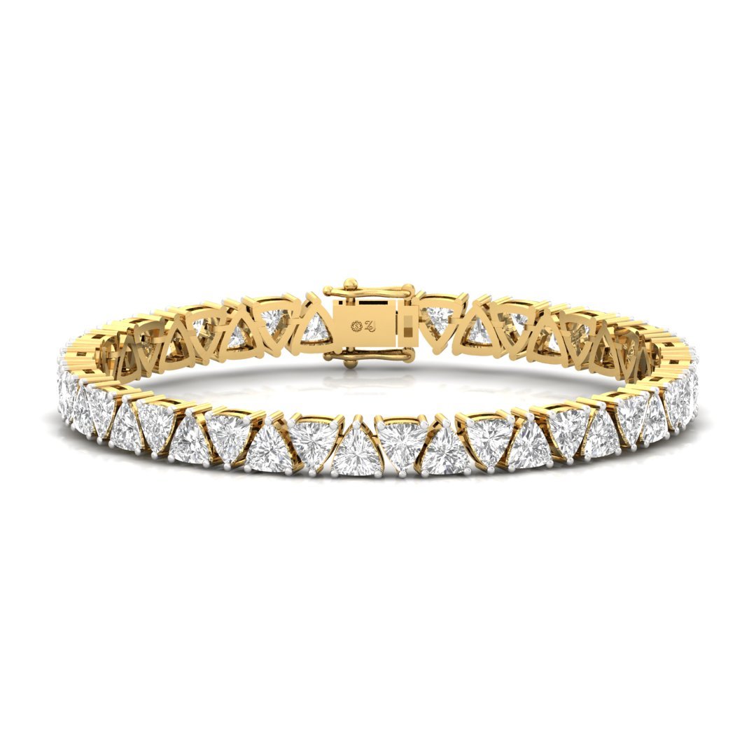 Trillion Cut Diamond Tennis Bracelet | Lab Grown CVD Diamond Luxury Line Bracelet | 925 Silver | 10K | 14K | 18K - Gold Main View